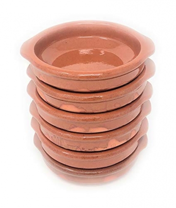 Alfareria Padilla 6er-Set Cazuela Tonschale rustikale Servierschale klein, traditionel, flach, rund, braun 12 cm | 6x12cm - 1