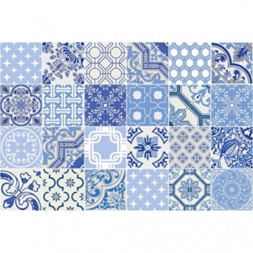 Ambiance-Live 24 Aufkleber Fliesen | Sticker Selbstklebend Fliesen – Mosaik Fliesen Wandtattoo Badezimmer und Küche | Fliesen Kleber – AZULEJOS – 10 x 10 cm – 24-teilig - 1