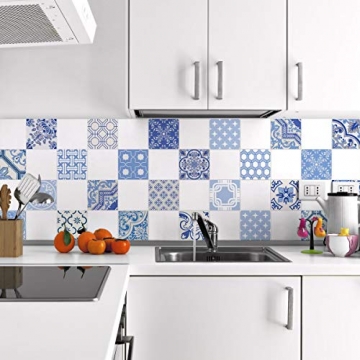 Ambiance-Live 24 Aufkleber Fliesen | Sticker Selbstklebend Fliesen – Mosaik Fliesen Wandtattoo Badezimmer und Küche | Fliesen Kleber – AZULEJOS – 10 x 10 cm – 24-teilig - 4