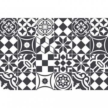 Ambiance-Live 24 Aufkleber Fliesen | Sticker Selbstklebend Fliesen – Mosaik Fliesen Wandtattoo Badezimmer und Küche | Fliesen Kleber – Schwarz und Weiß – 10 x 10 cm – 24-teilig - 1