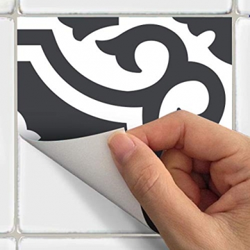 Ambiance-Live 24 Aufkleber Fliesen | Sticker Selbstklebend Fliesen – Mosaik Fliesen Wandtattoo Badezimmer und Küche | Fliesen Kleber – Schwarz und Weiß – 10 x 10 cm – 24-teilig - 3