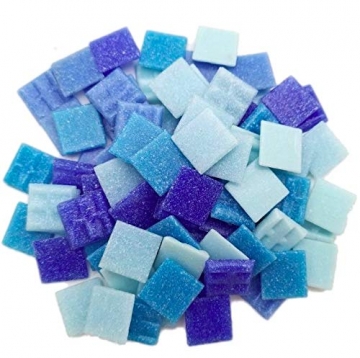Armena Mosaikstein Mosaikfliesen Glas 2x2cm 250g (Circa 85 Stück) Blau gemischt - 1