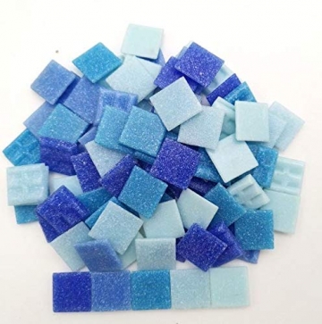 Armena Mosaikstein Mosaikfliesen Glas 2x2cm 250g (Circa 85 Stück) Blau gemischt - 2