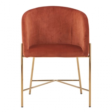 Armlehnstuhl in Kupferfarben Samt Retro Design