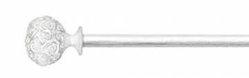 AT17 Gardinenstange Vorhangstange Gardinenstange Variable Länge Landhaus Shabby Chic - Rosen Prägemuster - 160-300 - Durchmesser 2 cm - Weiß/Silber - Metall - 3
