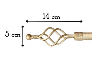 AT17 Gardinenstange Vorhangstange Gardinenstange Variable Länge Landhaus Shabby Chic - Unendlichkeit/Spirale - 160-300 - Durchmesser 2 cm - Elfenbein Dunkel/Gold - Metall - 3