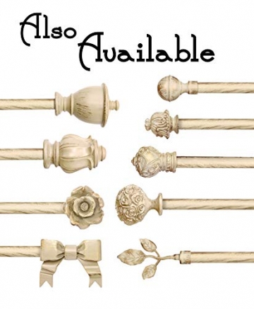 AT17 Gardinenstange Vorhangstange Gardinenstange Variable Länge Landhaus Shabby Chic - Unendlichkeit/Spirale - 160-300 - Durchmesser 2 cm - Elfenbein Dunkel/Gold - Metall - 4