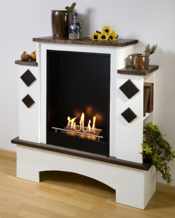 bergamo Toscana [Ethanol Kamin Landhausstil]: Havannabraune Deckplatten u. Applikationen