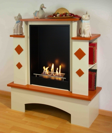 bergamo Toscana [Ethanol Kamin Landhausstil]: Terracotta Deckplatten u. Applikationen