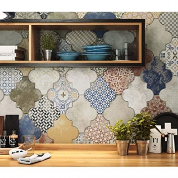 Casa Moro Marokkanische Fliesen Risha Patchwork 45x45 cm 1m² mit Arabesque Form Betonoptik | Orientalische Keramikfliesen für Boden & Wand | FL2130 - 6