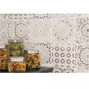 Casa Moro Marokkanische Patchwork Fliesen Arabesque 18,7x18,7 cm 1 qm aus Feinsteinzeug frostsicher | Vintage Bodenfliesen Retro Fiesen für schöne Küche Bad Flur & Küchenrückwand | FL2034 - 4