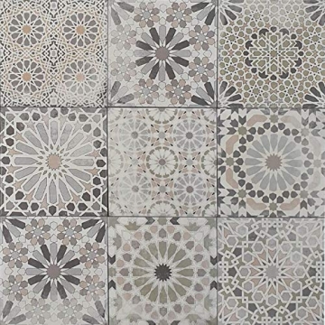 Casa Moro Marokkanische Patchwork Fliesen Arabesque 18,7x18,7 cm 1 qm aus Feinsteinzeug frostsicher | Vintage Bodenfliesen Retro Fiesen für schöne Küche Bad Flur & Küchenrückwand | FL2034 - 1