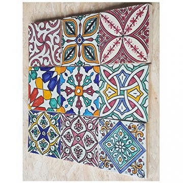 Casa Moro Orientalische Fliesen Bunt Mix 10x10 cm 9er Packung handbemalte marokkanische Fliesen Patchwork Kunsthandwerk aus Marokko Wandfliesen für schöne Küche Dusche Badezimmer | HBF8410 - 2