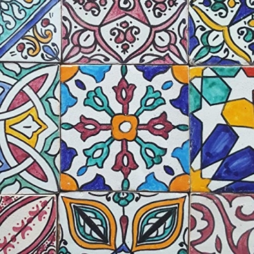 Casa Moro Orientalische Fliesen Bunt Mix 10x10 cm 9er Packung handbemalte marokkanische Fliesen Patchwork Kunsthandwerk aus Marokko Wandfliesen für schöne Küche Dusche Badezimmer | HBF8410 - 3