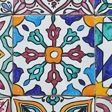 Casa Moro Orientalische Fliesen Bunt Mix 10x10 cm 9er Packung handbemalte marokkanische Fliesen Patchwork Kunsthandwerk aus Marokko Wandfliesen für schöne Küche Dusche Badezimmer | HBF8410 - 4