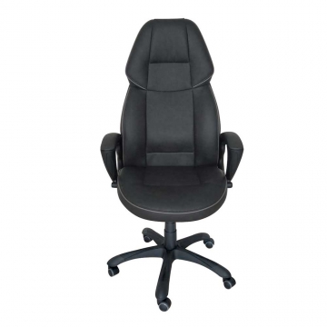 Chefsessel in Schwarz Kunstleder Armlehnen und verstellbarer Lehne