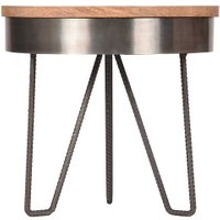 Couch Beistelltisch aus Mangobaum Massivholz und Stahl rund