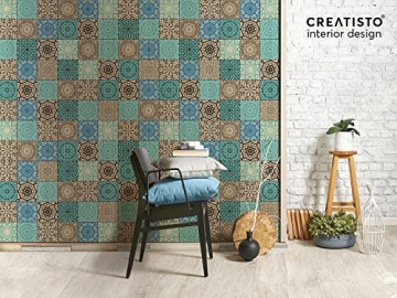 creatisto Fliesen-Aufkleber Fliesenfolie u. Fliesensticker I Dekosticker Badezimmer-Fliesen Küchen-Fliesen selbstklebend - Fliesen renovieren o. Fliesenfarbe I 15x15 cm - Motiv Klassisch - 9 Stück - 3