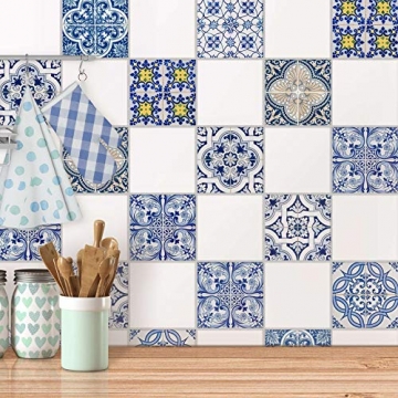 creatisto Fliesen-Aufkleber Fliesenfolie u. Fliesensticker I Dekosticker Badezimmer-Fliesen Küchen-Fliesen selbstklebend - Fliesen renovieren o. Fliesenfarbe I 15x15 cm - Motiv Klassisch - 9 Stück - 4