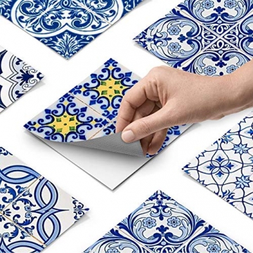 creatisto Fliesen-Aufkleber Fliesenfolie u. Fliesensticker I Dekosticker Badezimmer-Fliesen Küchen-Fliesen selbstklebend - Fliesen renovieren o. Fliesenfarbe I 15x15 cm - Motiv Klassisch - 9 Stück - 5