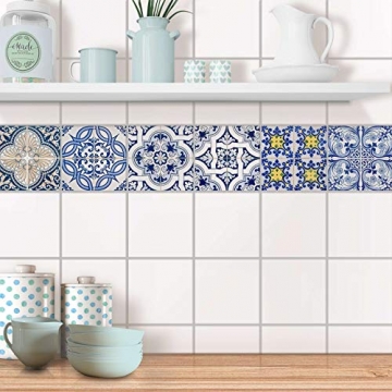 creatisto Fliesen-Aufkleber Fliesenfolie u. Fliesensticker I Dekosticker Badezimmer-Fliesen Küchen-Fliesen selbstklebend - Fliesen renovieren o. Fliesenfarbe I 15x15 cm - Motiv Klassisch - 9 Stück - 6