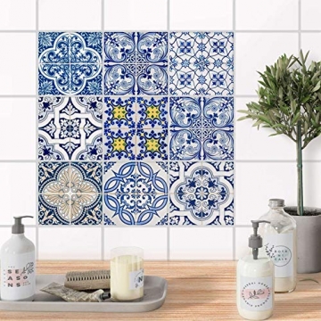 creatisto Fliesen-Aufkleber Fliesenfolie u. Fliesensticker I Dekosticker Badezimmer-Fliesen Küchen-Fliesen selbstklebend - Fliesen renovieren o. Fliesenfarbe I 15x15 cm - Motiv Klassisch - 9 Stück - 7