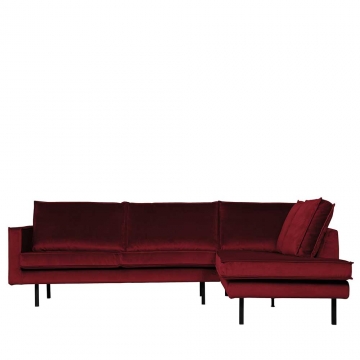 Eckgarnitur in Dunkelrot Samt Retro Design