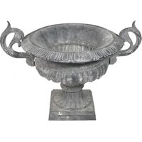 Französische Vase Henkel Pflanztopf Gusseisen Schwer Amphore Antik-Stil Grau