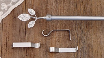 Gardinenstange Vorhangstange Gardinenstange Variable Länge Landhaus Shabby Chic - Blumen - 160-300 - Durchmesser 2 cm - Chrome - Metall - 4