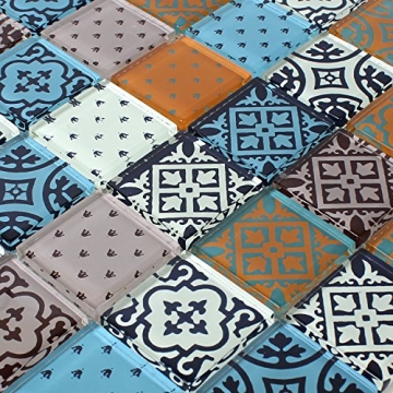 Glas Mosaik Fliesen Barock Ornament Bunt Mix - 2