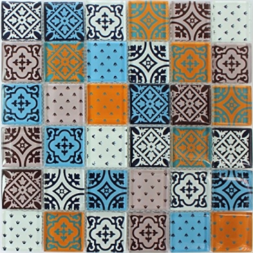 Glas Mosaik Fliesen Barock Ornament Bunt Mix - 4
