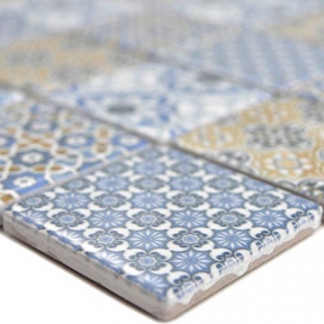 Keramik Mosaikfliesen Daymion Retrooptik Blau Braun | Wandverkleidung Badfliesen Bad Mosaikstein Natursteinfliesen Fußbodenfliesen Dekorative Fliesen Dekor - 1