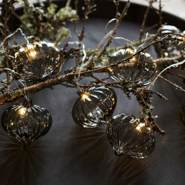 LED-Lichterkette Millie mit Batterie, grau