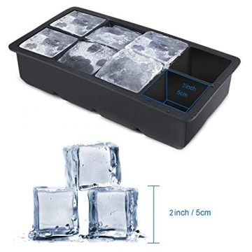 LessMo Eiswürfelform, 2er Pack XXL Silikon Eiswürfelbehälter mit Deckel, BPA-Frei Für 16 Große Eiswürfel (5cm) [Updated] (Schwarz) - 7