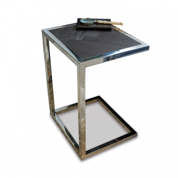 LOBERON Beistelltisch Amari, dunkelbraun/silber (35 x 40 x 55cm)