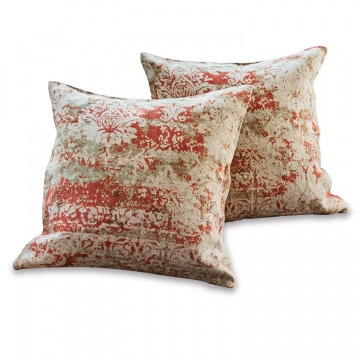 LOBERON Kissenhülle 2er Set Jugy, natur/rot (50 x 50cm)