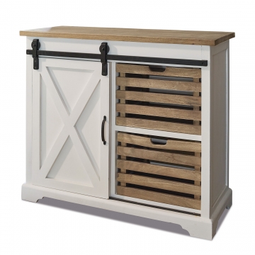 LOBERON Kommode Bastid, weiß/braun (40 x 100 x 85cm)