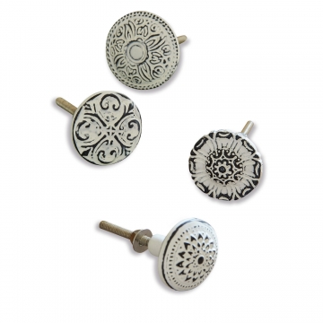 LOBERON Kommodengriffe 4er Set Mildred, weiß (7cm)