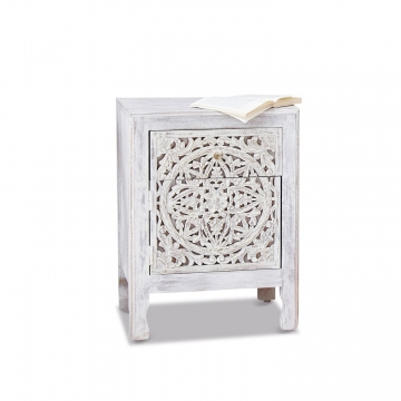 LOBERON Nachttisch Kianush, antikweiß (40 x 45 x 60cm)