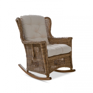 LOBERON Schaukelstuhl Jeveren, braun/weiß (93 x 69 x 114cm)