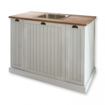 LOBERON Spülenschrank Bertron, antikweiß/braun (60 x 122 x 88cm)