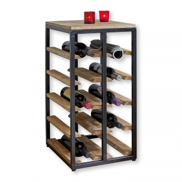 LOBERON Weinregal Shirali, braun/schwarz (36 x 40 x 71cm)