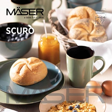 MÄSER 931238 Serie Scuro, Geschirr-Set bunt aus Keramik für 4 Personen, 20-teiliges Kombiservice, modern und mediterran, Grün/Grau/Blau, Steinzeug - 6