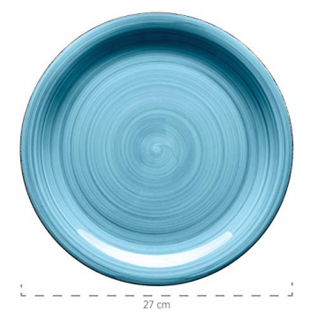 Mäser, Serie Bel Tempo, Teller-Set aus Steingut, 12-teilig für 6 Personen, Tafelservice Vintage, handbemalt, dunkelblau - 4