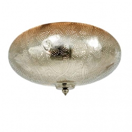 Orientalische Deckenleuchte mit Lochmuster, Metall, silber, Ø ca. 40 cm - 1