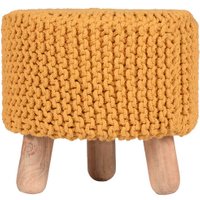 Polsterhocker in Gelb Strick Landhausstil