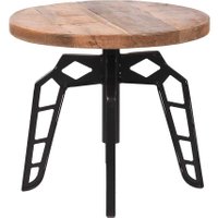 Rundes Beistelltischchen aus Mangobaum Massivholz und Metall Industry Look