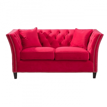 Sofa Chesterfield Modern Velvet Raspberry Red 2-Sitzer, 172 × 87 × 82 cm