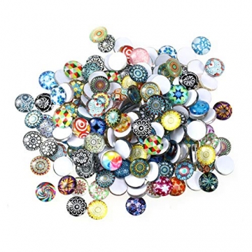 ULTNICE 200pcs Cabochons runde Mosaik Fliesen für Handwerk Glas Mosaik für Schmuck machen - 1